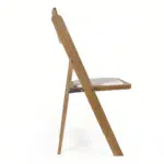 Wooden Folding Chair with Padded Seat Comfortable and Durable Foldable Chairs perfect for Weddings Banquets Events and home gathering High Back with 3 hole Natural, side view