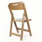 Wooden Folding Chair with Padded Seat Comfortable and Durable Foldable Chairs perfect for Weddings Banquets Events and home gathering High Back with 3 hole Natural, Back angle view